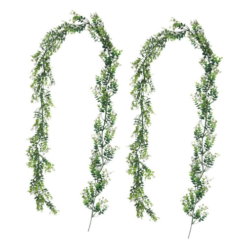 RORPOIR 2pcs Plant Rattan String Eucalyptus Artificial Flowers Artificial Plant Wedding Vine Garland Ivy dusting Wreath Small Eucalyptus Liana Leaves Hanging Artificial Plants