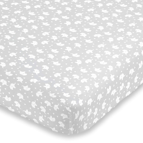 NoJo Super Soft Elephant Fitted Crib Sheet, Grey/White NoJo Super Soft Elephant Fitted Crib Sheet, Grey/White