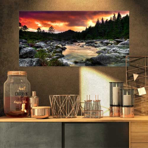 Design Art PT10914-32-16 Rocky Mountain River at Sunset-Extra Large Wall Art Landscape-32X16, 32x16 Design Art PT10914-32-16 Rocky Mountain River at Sunset-Extra Large Wall Art Landscape-32X16, 32x16