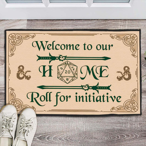 Doormat Non Slip Front Door Mat Welcome to Our Home Roll for Initiative Doormat, Dungeons and Dragons Game Welcome Mat Rug, Funny Gaming Game Doormat Rug, Game Lover Gift 16x24 Inch