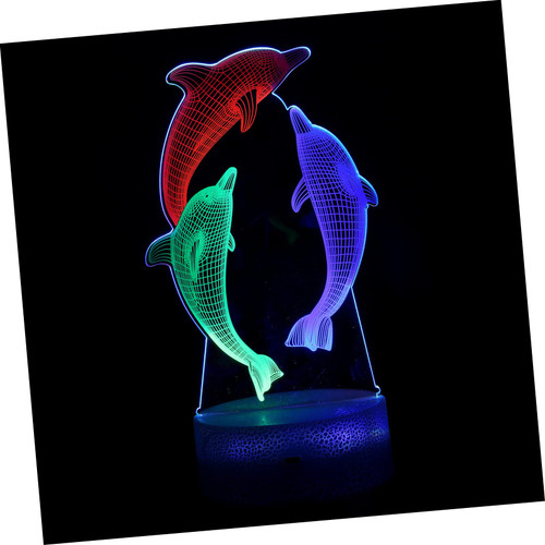 UPKOCH Colorful Dynamic 3D Lights D Night Light Kids Room Night Light 3D Illusion Lamp Lights for Bed 3 Colors Led Lamp 3D Touch Visual Lamp Bed Lamp Animal Acrylic Gradient Dolphin