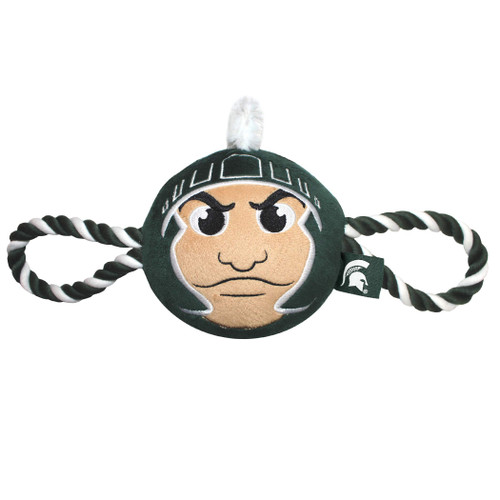 Pets First NCAA Michigan State Spartans Mascot FACE Plush Dog Toy with Ropes & Inner Squeaker Pets First NCAA Michigan State Spartans Mascot FACE Plush Dog Toy with Ropes & Inner Squeaker