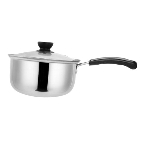 Zerodeko Stainless Steel Soup Pot Noodle Cooking Pot Saucepan with Cover Small Pan for Milk Stainless Steel Soup Pan Milk Warmer Pot Small Casserole Camping Pot Baby Kitchen Sauce Egg Glass
