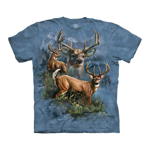 The Mountain Deer Collage Adult T-Shirt, Blue, Large The Mountain Deer Collage Adult T-Shirt, Blue, Large