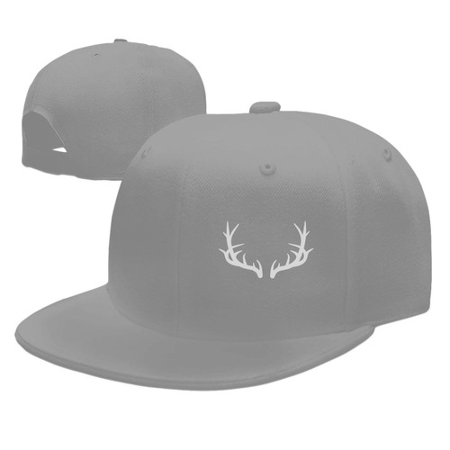 ZRCAIFU Deer Antlers Hat Mens Flat Bill Visor Classic Trucker Hats Gray Baseball Cap
