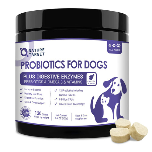 Probiotics for Dogs, 6 Billion CFUs, Freeze Dried Dog Probiotics with Prebiotics and Digestive Enzymes, Vitamins and Omega 3, for Gut & Skin & Immune Health, Allergy Itch Relief, Reduce Diarrhea, Gas Probiotics for Dogs, 6 Billion CFUs, Freeze Dried Dog Probiotics with Prebiotics and Digestive Enzymes, Vitamins and Omega 3, for Gut & Skin & Immune Health, Allergy Itch Relief, Reduce Diarrhea, Gas