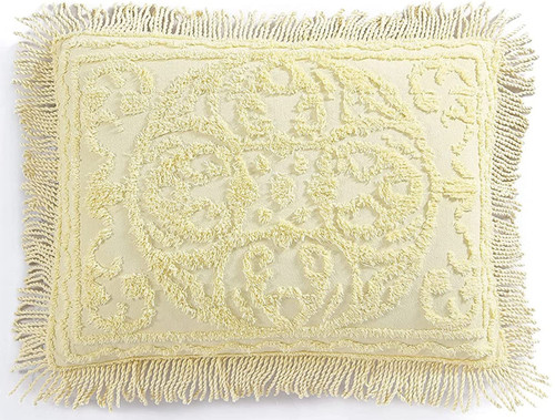 Beatrice Home Fashions Medallion Chenille Bedspread, Standard Sham, Yellow