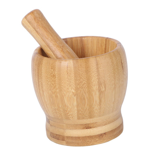 LABRIMP 2pcs Garlic Crusher Garlic Crusher Mortar and Pestle Kitchen Supplies Garlic Pugging Pot Garlic Pounder Bowl and Pestle for and Household Bamboo Garlic Masher