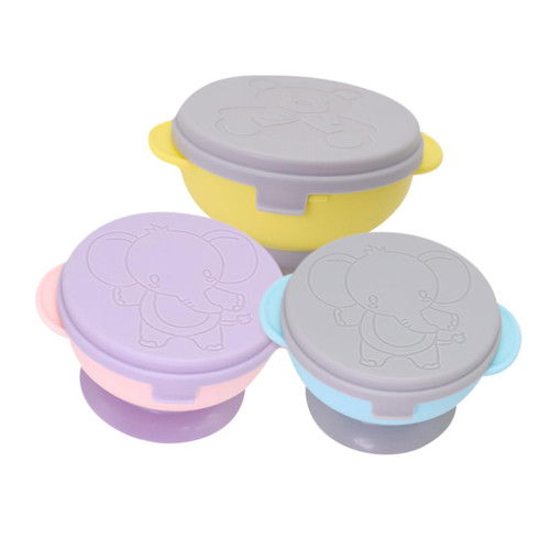 ERINGOGO 3pcs Rice Bowls for Baby Suction Bowl Suction Cup Bowls Silicone Bowls Silicone Feeding Bowls Toddler Training Bowl Baby Tableware Bowl for Kids Portable Baby Bowl Child