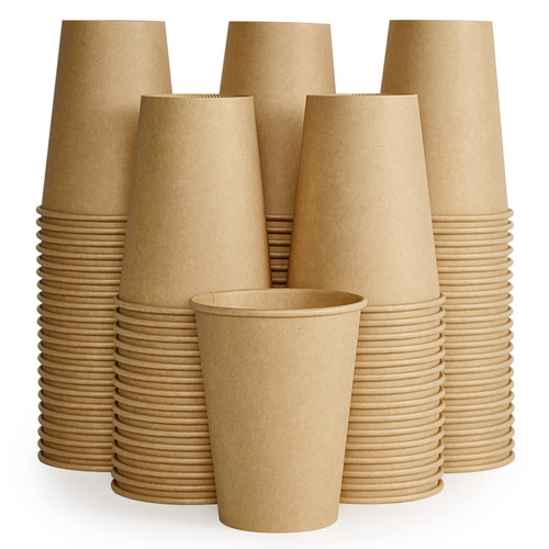 LITOPAK 100 Pack 12 oz Kraft Paper Cups, Disposable Coffee Cups, Disposable Drinking Cups, Hot Coffee Cups, Paper Coffee Cups for Water, Coffee, Juice, and Milk.