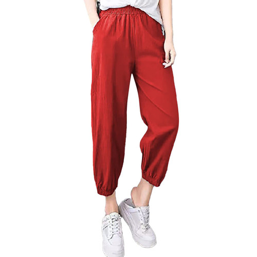 Bblulu Palazzo Pants for Women Dressy Casual Pattern Linen Cotton Trousers Casual Loose Elastic Waist Cotton Trousers Red Bblulu Palazzo Pants for Women Dressy Casual Pattern Linen Cotton Trousers Casual Loose Elastic Waist Cotton Trousers Red