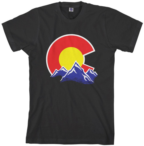 Threadrock Men's Colorado Mountain T-Shirt 2XL Black