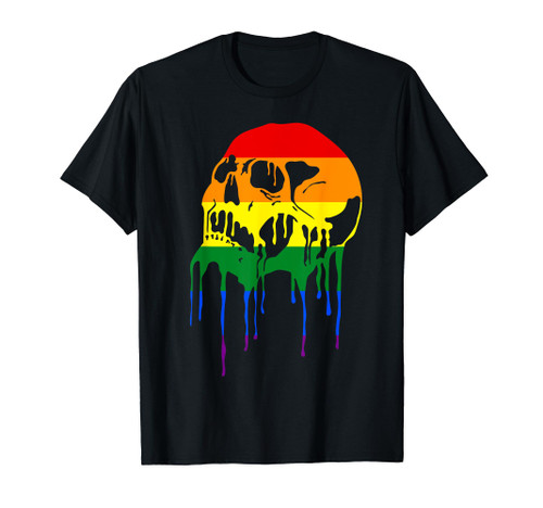 LGBT Rainbow Sugar Skull Support Gay Lesbian Pride Gift T-Shirt