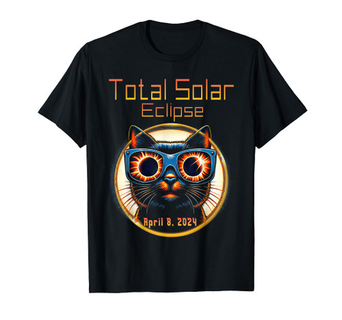 2024 Solar Eclipse Cat Wearing Solar Eclipse Glasses Eclipse T-Shirt