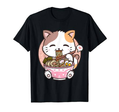 Ramen Cat Kawaii Anime Cat Ramen Lover Kawaii Neko T-Shirt