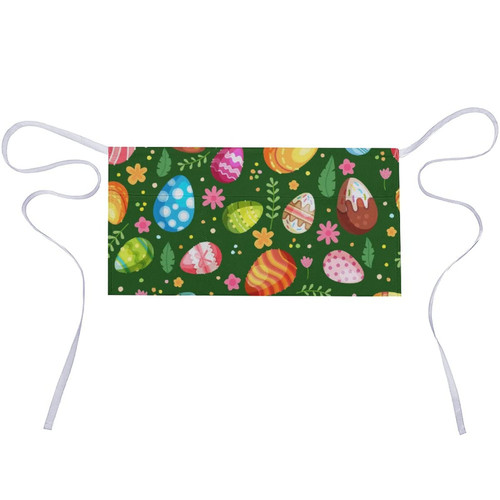 SDERDZSE Happy Easter Colorful Easter Eggs Apron with 3 Pockets for Women Men Adjustable Waterproof Kitchen Restaurant Half Apron for Chef Waiter Server