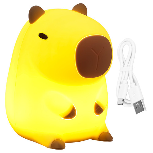 Janoiuc Capybara Night Light, Cute Animal Night Light for Kids, USB Rechargeable, Silicone Capybara Night Lamp, Dimmable Nursery Light Bedside Lamp with Touch Control and Timer Setting for Baby