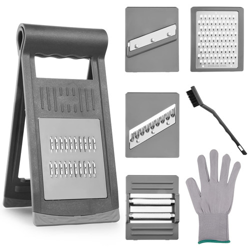 Multi Purpose Vegetable Slicer | Upgraded Vegetable Chopper Grater Cutter Shredder with Handle | Stainless Steel Peeler for Potato, Garlic, Cheese, Lemon in the Kitchen (Double Sided Graters)