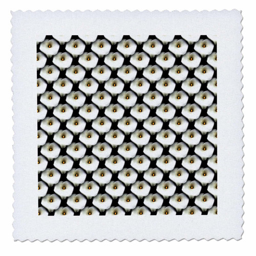 3dRose Artistic Single Heart Shaped Calla Lily Isolated On Black... - Quilt Squares (qs_357191_7)