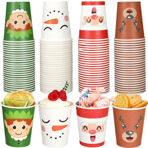 Yaomiao 100 Pcs Christmas Face Paper Cups, 9 oz Disposable Coffee Cups Santa Elf Snowman Elk Christmas Cups Xmas Party Drinkware Supplies for Drinking Tea Cocoa Cold Hot Drinks Holiday Xmas Daily Use Yaomiao 100 Pcs Christmas Face Paper Cups, 9 oz Disposable Coffee Cups Santa Elf Snowman Elk Christmas Cups Xmas Party Drinkware Supplies for Drinking Tea Cocoa Cold Hot Drinks Holiday Xmas Daily Use