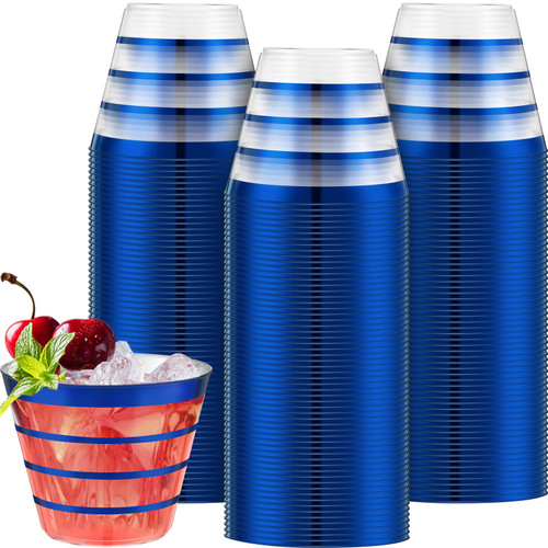 Gejoy 100 Pcs 9 oz Rimmed Plastic Cups Bulk Clear Disposable Wine Cups Hard Plastic Drinking Cups Elegant Cocktail Cups Tumblers for Wedding St.patrick's Gathering 20th Party Supplies(Blue) Gejoy 100 Pcs 9 oz Rimmed Plastic Cups Bulk Clear Disposable Wine Cups Hard Plastic Drinking Cups Elegant Cocktail Cups Tumblers for Wedding St.patrick's Gathering 20th Party Supplies(Blue)