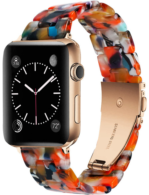NYENEIL Compatible with Apple Watch Band Combine with Stainless Steel iWatch Band Series SE 8 7 6 5 4 3 2 1 Women and Men (Orange black, 38MM/40MM/41MM)
