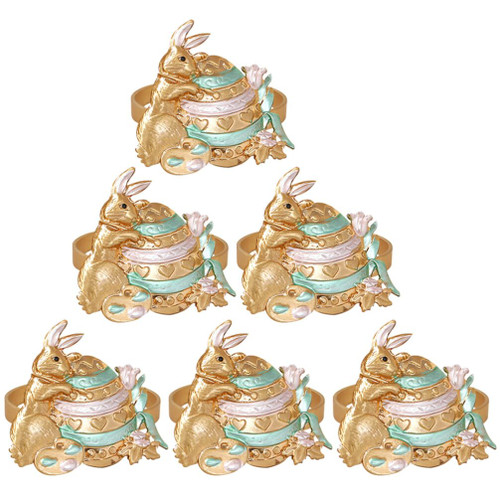 Operitacx Rabbit Napkin Buckle 6Pcs Rabbit Napkin Rings Easter Metal Napkin Rings Easter Napkin Rings Cute Animal Rabbit Shape Decorative Napkin Rings Holders for Easter Spring Party Dinner