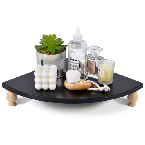 Renook Wooden Corner Counter Shelf, Vintage Versatile Corner Countertop Organizer, Corner Bathroom Counter Organizer and Kitchen Counter Corner Shelf.