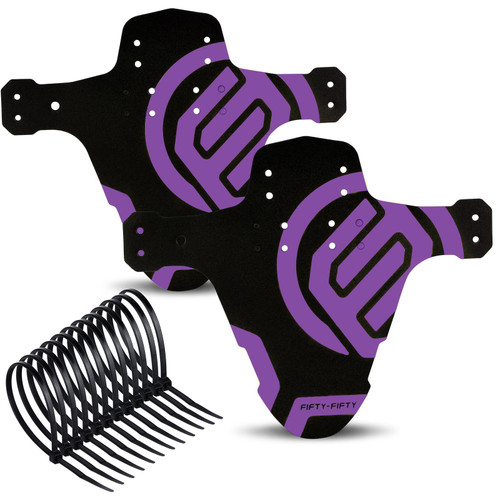FIFTY-FIFTY 2-Pack Mountain Bike Fender, MTB Mudguard, Front and Rear Compatible Bicycle Mudguard, Fits 26", 27.5", 29", Plus Size and Fat Bike Wheel Sizes (Purple) FIFTY-FIFTY 2-Pack Mountain Bike Fender, MTB Mudguard, Front and Rear Compatible Bicycle Mudguard, Fits 26", 27.5", 29", Plus Size and Fat Bike Wheel Sizes (Purple)