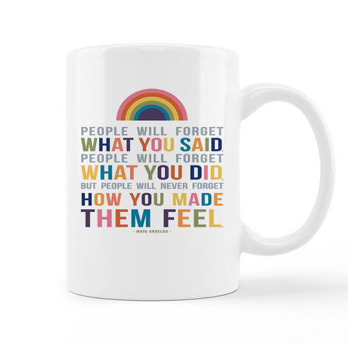 People Will Forget What You Said Maya Angelou Quote Rainbow Ceramic Mug-11oz Coffee Milk Tea Mug Cup with Handle,Inspirational and Motivational Gifts