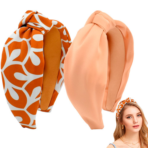 BEGOOD Headband for Women Womens Knotted Wide Headbands Top Knot Hairband Designer Headbands Turban Hair Accessories for Girls 2Pcs Solid Orange and Floral BEGOOD Headband for Women Womens Knotted Wide Headbands Top Knot Hairband Designer Headbands Turban Hair Accessories for Girls 2Pcs Solid Orange and Floral
