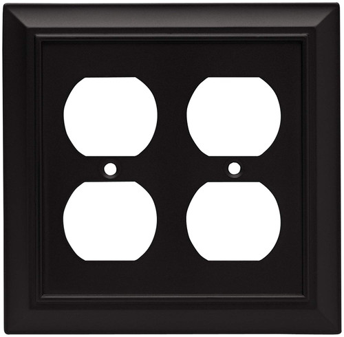Brainerd 64210 Architectural Double Duplex Outlet Wall Plate / Switch Plate / Cover, Flat Black
