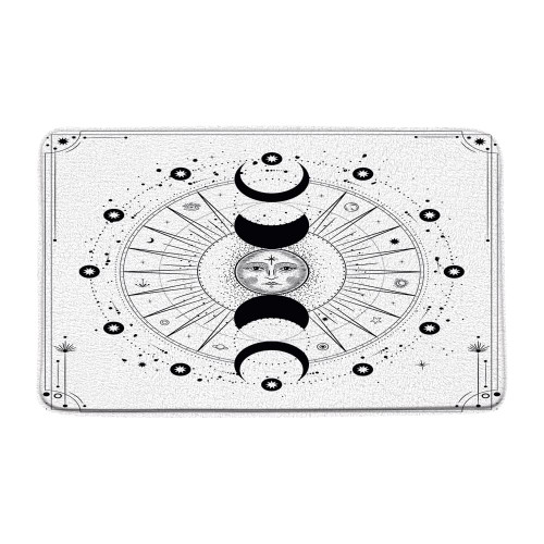 SRAUYST Zodiac Bath Mat Sun Moon Phase Celestial Constellation Circle Abstract Modern Mystic Witchy Astrology Microfiber Memory Foam Bathroom Rugs