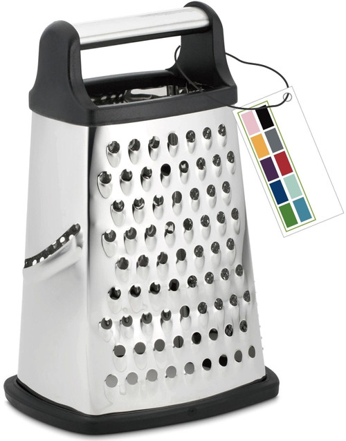 Stainless Steel Professional Cheese Grater, 4 Sides - Perfect Box Grater for Parmesan Cheese, Vegetables, Ginger
