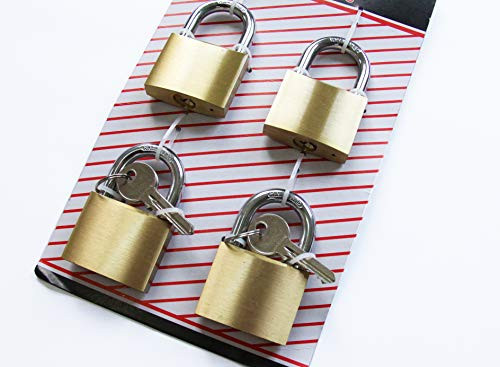 Solid Brass Keyed-Alike Padlock with 1.57inch/40mm Wide Body (Set of 4)