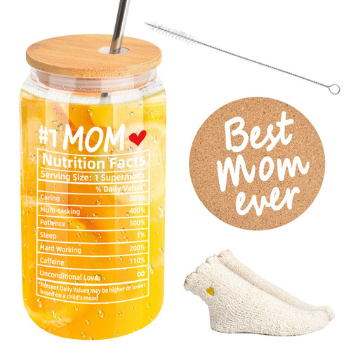 Extrogif Gifts for Mom - Mothers Day Gifts for Mom from Daughter, Son, Mom Gifts - Best Mom Birthday Gifts for Mom, Mommy, Mama, Mother Daughter Gifts, New Mom Gifts for Women - Glass Can Cup Extrogif Gifts for Mom - Mothers Day Gifts for Mom from Daughter, Son, Mom Gifts - Best Mom Birthday Gifts for Mom, Mommy, Mama, Mother Daughter Gifts, New Mom Gifts for Women - Glass Can Cup