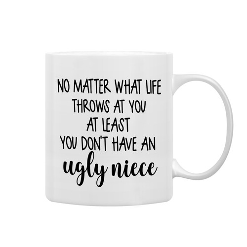 QASHWEY Aunt Mug, Uncle Mug, Funny Aunt Uncle Gifts from Niece, Aunt Uncle Mug Tea Cup Gifts for Aunt Auntie Uncle, Funny At Least You Don't Have an Ugly Niece Coffee Mugs Cups Ceramic 11oz