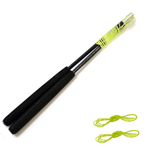 DSJUGGLING Fiberglass Diablo Sticks / Chinese Yoyo Diabolo Handsticks with Pro Slide diabolo String Set (Black, 14"(35cm))