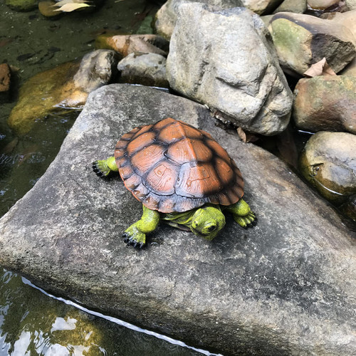 ABHAO Turtle Tortoise Sculptures, Garden Patio Lawn Yard Art Resin Decorations Outdoor Garden Decor, 8.6 inches Turtle Yard Decorations Outdoor, Full Color