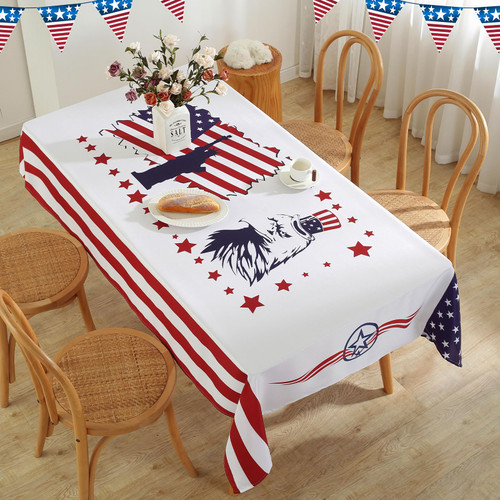 SASTYBALE 4th of July Table Cloth, 52 x 70 Inch Rectangle Patriotic Tablecloth Washable Spill Proof Wrinkle Resistant Soft Table Cover for Independence Day/Veterans' Day/Memorial Day Holiday Parties