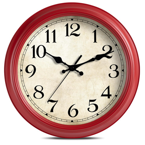 HYLANDA Wall Clock, 14 Inch Red Wall Clocks Battery Operated, Kitchen Vintage Clocks Silent Non Ticking, Farmhouse Retro Country Clocks Decorative for Bedroom, Living Room, Home(14") HYLANDA Wall Clock, 14 Inch Red Wall Clocks Battery Operated, Kitchen Vintage Clocks Silent Non Ticking, Farmhouse Retro Country Clocks Decorative for Bedroom, Living Room, Home(14")