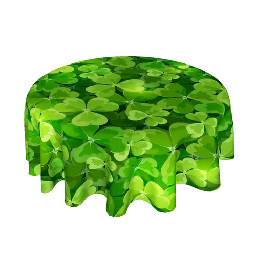 St Patrick's Day Round Tablecloth 60 Inch Beautiful Green Shamrock Table Cloth Spring St Patrick Decor Tablecloth for Holiday Parties Dining Table Living Room Kitchen Decor