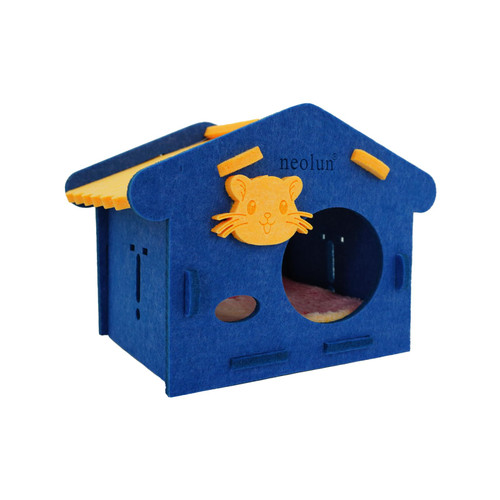 neolun Guinea Pig House, Felt Guinea Pig Hideout Small Animal Hideout Hut for Chinchilla Guinea Pig Hamster Hedgehog Playing Sleeping Hiding (Large,Blue)