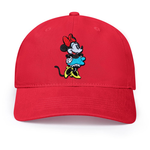 Disney Women's Standard Adult Baseball Cap, Minnie Mouse Adjustable Dad Hat, Red, ONE Size