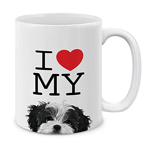 MUGBREW I Love My Black White Shih Tzu Dog Ceramic Coffee Mug Tea Cup, 11 OZ MUGBREW I Love My Black White Shih Tzu Dog Ceramic Coffee Mug Tea Cup, 11 OZ