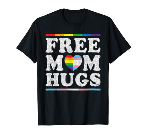 Vintage Free Mom Hugs Rainbow Heart Lgbt Pride Month T-Shirt