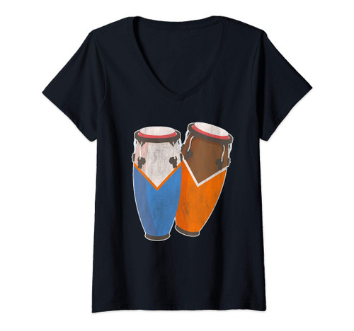 Womens Conga Drum Music Conga Drummer And Conga Drums Lover Gift V-Neck T-Shirt
