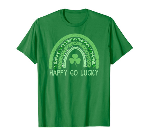 Happy Go Lucky - St. Patrick's Day Green Clover Rainbow T-Shirt