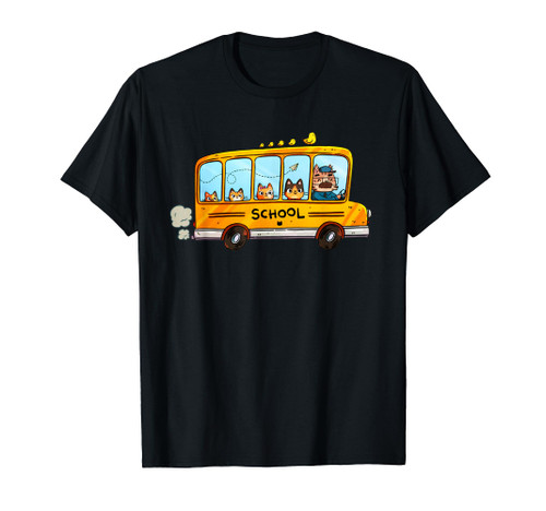 School Bus Comics Kitty Funny Cat Lover T-Shirt