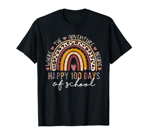 100th Day Of School Teacher 100 Days Rainbow Leopard Boho T-Shirt 100th Day Of School Teacher 100 Days Rainbow Leopard Boho T-Shirt